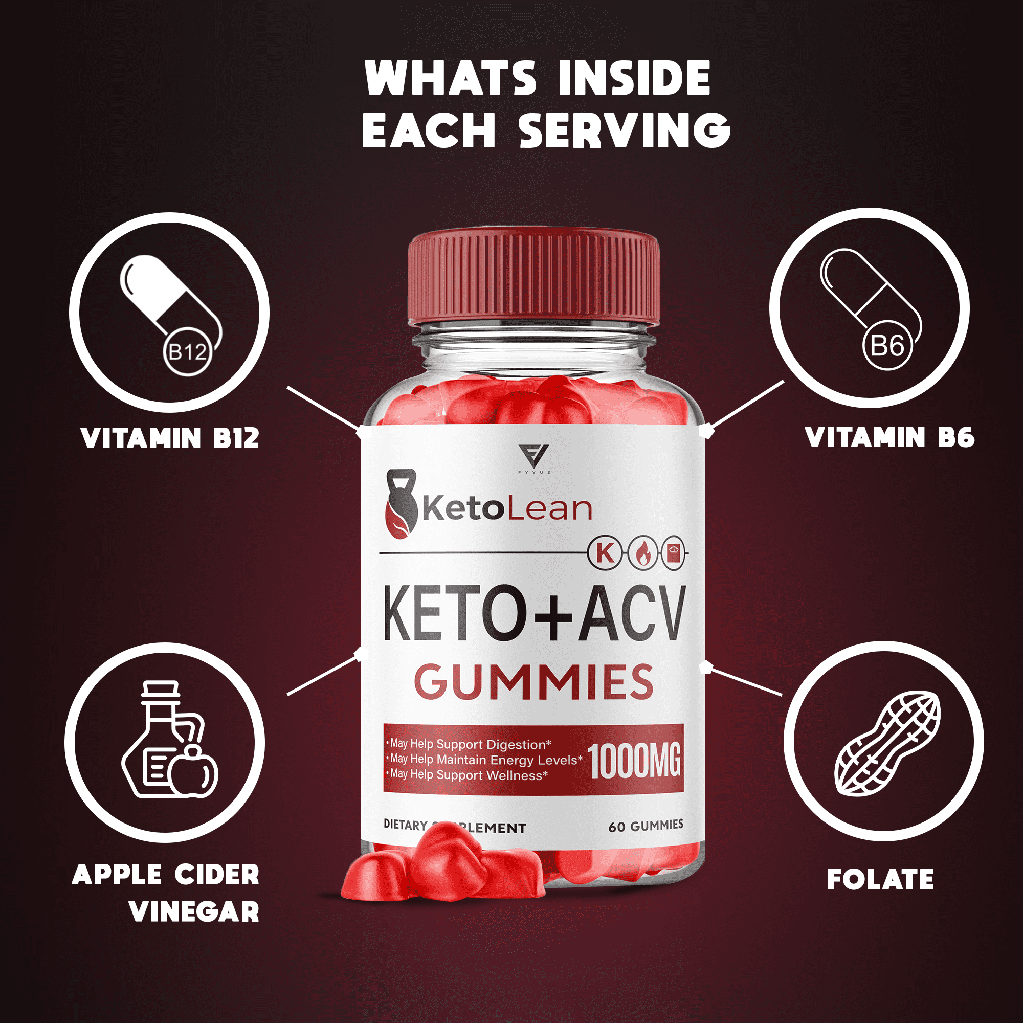 (2 Pack) Keto Lean ACV Gummies, Keto Lean Maximum Strength Supplement for Overall Wellness, KetoLean Gummy (120 Gummies)