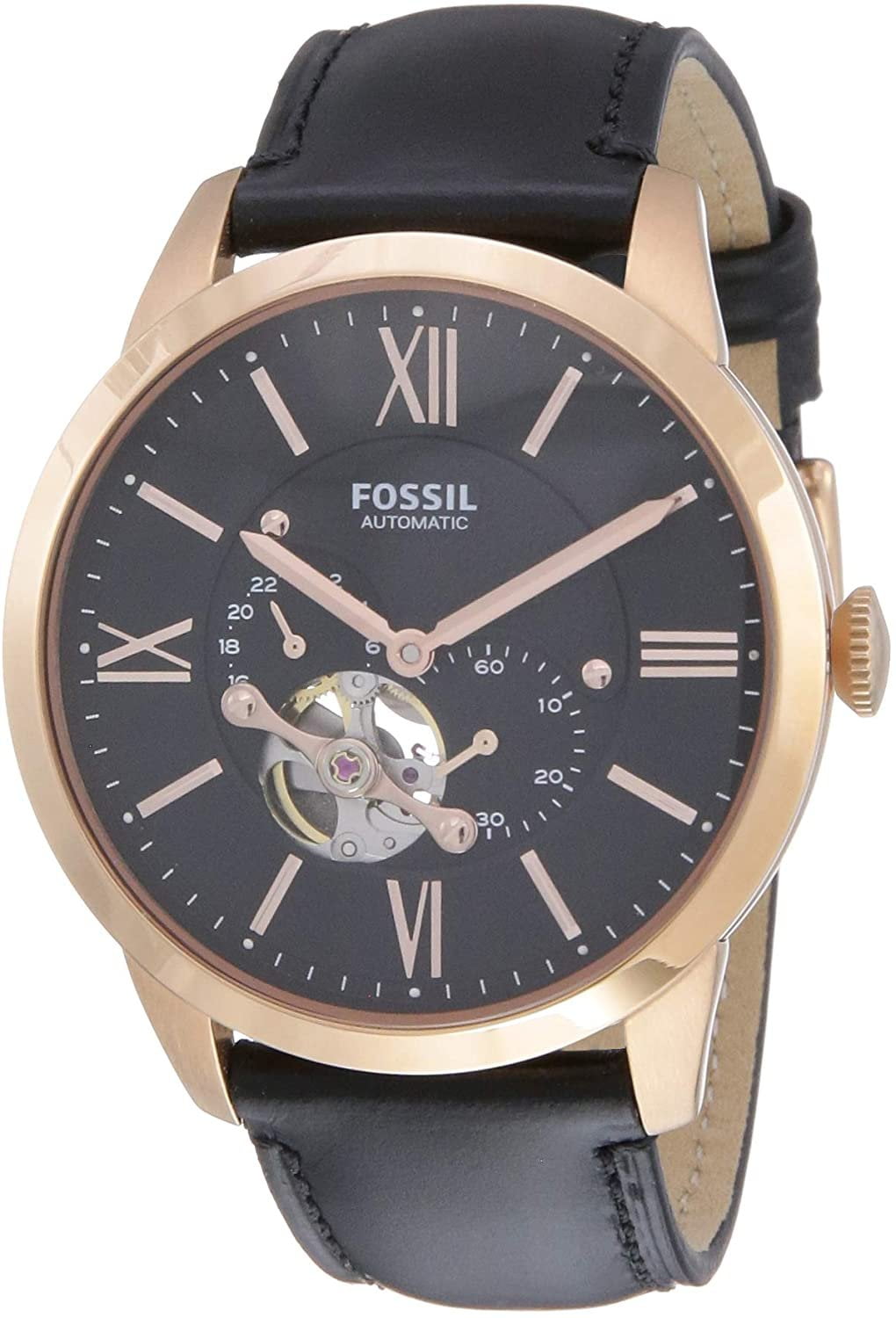 Fossil Men's Townsman Automatic Stainless Steel and Leather Two-Hand ...
