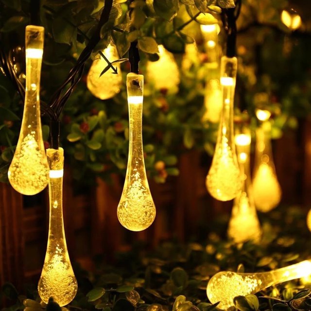 Guirnalda de luces solares impermeables para decoración al aire libre, guirnalda de gotitas de agua, luces de Fariy, Navidad, boda, fiesta, jardín, novedad de 2022