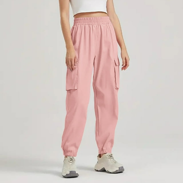 Tidyack,Cargo Elasticity Pants, Solid Color Sports Trousers, Dual-Way Elastic Waist, Side Pockets, Loose Fit, For Active Wear, Workout, Travel, Breathable Fabric, Daily Use, Fashion Streetwear