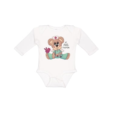 Inktastic CNA An Angel in Scrubs Teddy Bear Boys Long Sleeve Baby Bodysuit