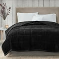thumbnail image 1 of Madison Park Couverture Simple Confortable Heiq Température Intelligente Peluche à Microfibre Boîte Inversée Courtepointe Réversible Douce Toutes Saisons Légère Couverture d'Été pour Lit Canapé et Sofa Simple/Simple TG Noir, 1 of 5