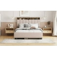 thumbnail image 5 of Full size Upholstered Bed with Storage & USB - Linen Fabric, Beige, 5 of 11