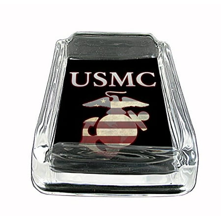 - USMC Marines Glass Square Ashtray