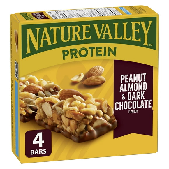 Val Nature Barres aux Protéines, Arachides, Amandes, et Chocolat Noir, 4 Barres 4 barres x 37 g, 148 g