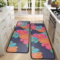 thumbnail image 4 of Kitchen Rugs Sets Of 2,Pioneer Flower Floral Print Pattern Anti Fatigue Kitchen Mat Rugs Non Slip Washable,Decorative Kitchen Floor Mats for Kitchen,Sink,Laundry,17"x47"+17"x47", 4 of 5