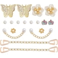 thumbnail image 2 of 1 Pack of Mixed Bling Shoe Charms Pearl Chain Buckle Flower Butterfly Ornaments and 1 Pair of Pearls Shoe Chains, Clog Slippers Shoes Decorations for Women Party Birthday Gifts, 2 of 7