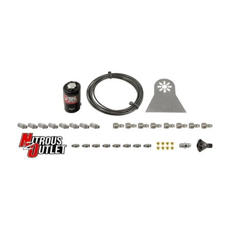 Nitrous Outlet Dry 8 Cylinder Solenoids forward Direct Port Conversion Kit - .112 Nitrous Solenoid/Nylon Hose/Showerhead Distribution Blocks/Plate Fittings (Includes 200HP Jetting)