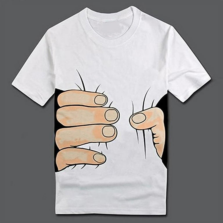xiaobai Creative 3D Big Hand Bone Print Short Sleeve T-shirt Tee