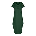 thumbnail image 4 of Pntutb Best Womens Summer Dresses Maxi Beach Short Sleeve V Neck Swing Dress With Pockets, 4 of 6