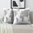 thumbnail image 2 of LALILO Throw Pillow Covers Earth World Map White Gray Black Flat Cushion Cover 18" x 18", 2 Pack, 2 of 6