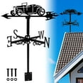thumbnail image 3 of Weather Vane Métal Résistant aux Intempéries Indicateur de Direction du Vent Rétro Créatif Toit Décoration Accessoire, 3 of 6