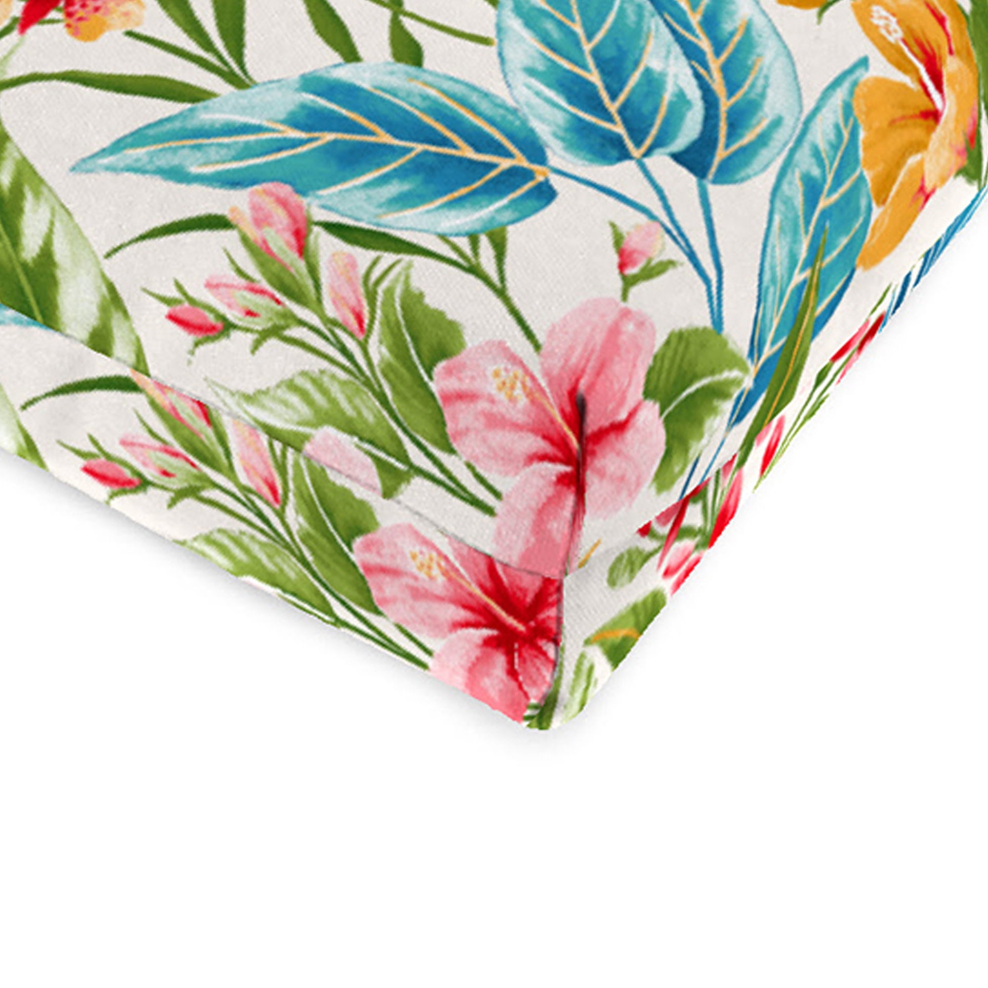 Jordan Manufacturing 44" x 22" Carena Multi White Floral Rectangular Outdoor Chair Cushion with Ties and Hanger Loop (2 Pack)