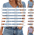 thumbnail image 4 of NMMUED Womens Casual Tops V Neck Summer Shirts Floral Print Short Puff Sleeve Blouse Loose Fit Boho Basic Tees Button Cuffs Trendy Dressy Work Office Outfits Hot Pink S, 4 of 8