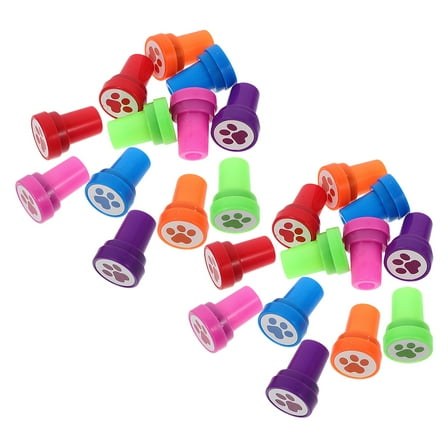 OUNONA Craft Stamps Dog Paw Print Stamp Assorted Color 24Pcs