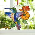 thumbnail image 4 of YOHAVEN Hummingbird Stained Glass Window Hanging Ornament, Colorful Sun Catcher Pendant with Chain, Decorative Glass Art Decor for Home Kitchen Living Room Gift, 4 of 5