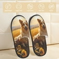 thumbnail image 2 of Bixox Men's Women's Pastoral Sunflower Corgi Patterned Plush House Slippers, Memory Foam Slippers, Indoor and Outdoor Warm Plush Bedroom Shoes, Soft Flat Sole, Comfortable and Non-slip, 2 of 5