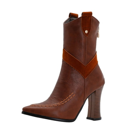 

Winter Savings Clearance Deals 2022! Juebong High-heeled Mid-tube Boots Autumn And Winter Pointed Toe Fashion Plus Size Boots Women s Boots