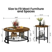 Lamerge 3-Piece Modern Living Room Table Set, Coffee Table and 2 End Side Tables, Rustic Brown