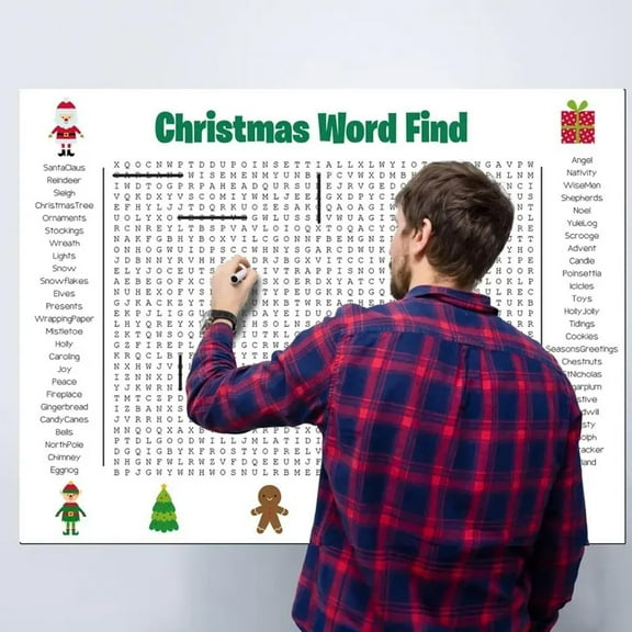 Jumbo Thanksgiving & Christmas Word Search Poster – Giant 36"X24" Wall Game, Fun-Filled 50 Words Find Puzzle Decoration, Interactive Walldecor Crafts Xmas for Classroom Activities (Christmas)