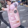 thumbnail image 3 of Usaibhir Girls Hooded Long Puffer Winter Coat, Shiny Iridescent Quilted Kids Jacket for Girls Ages 6-16, 3 of 5