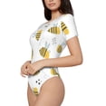 thumbnail image 2 of KLL Women 's Crew Neck Bodysuit Jumpsuits Bee Print Short onesies Stretch T Shirts, 2 of 7