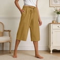 thumbnail image 2 of NinXxx Women's Loose Fit Lightweight Cropped Capri Trousers Comfort Style Yellow L, 2 of 7