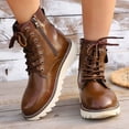 thumbnail image 6 of hzomhy Womens Snow Boots Round Toe Front Lacing Thick Sole Warm Lining for Casual Cold Weather Walking and Daily Wear, 6 of 7