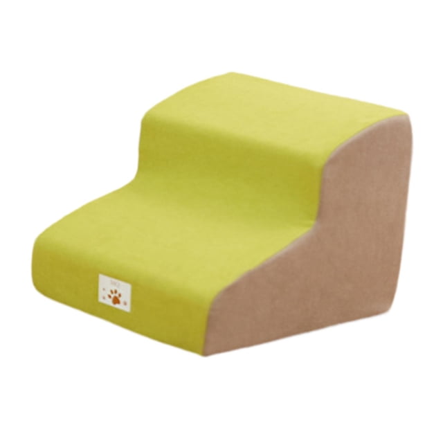 Escaleras para perros para camas altas, cómodas, para uso en interiores, suaves, estables, con base antideslizante, multifuncionales para perros peque 2 pasos amarillo