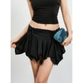 thumbnail image 3 of Gupgi Women Gothic Punk Irregular Skirts Solid Color Drawstring Tie-Up Ruched Ruffles Mini Skirt Summer Short Skirts, 3 of 8