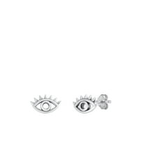 Sterling Silver Minimalist Evil Eye Stud High Polished Earrings .925 New Jewelry Female Unisex