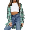 thumbnail image 2 of UVN Plaid Shirt for Women Oversized Flannel Long Sleeve Shirts Casual Button Down Blouse Tops with Pockets, 2 of 9
