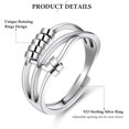thumbnail image 4 of Adjustable Fidget Spinner Rings Set Copper Cubic Zirconia Rotating Stackable for Meditation Daily Wear, 4 of 7