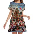 thumbnail image 1 of Vestido corto hasta la rodilla de manga corta con cuello redondo para mujer, minivestido Sexy con estampado de Mickey y Minnie de Disney para fiesta de Halloween, 2022, 1 of 5