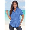 thumbnail image 3 of Roaman's Women's Plus Size Kate Short Sleeve Easy Cotton-Blend Button-Front Shirt, 3 of 4