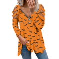 thumbnail image 4 of Camiseta suelta estampada a la moda para mujer Blusa de manga larga con cuello en V Tops casuales Pompotops FGAJ15496, 4 of 6