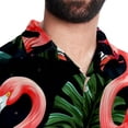 thumbnail image 5 of Flamingo Tropical Rainforest Men's Short Sleeve Button Down Beach Shirts, Casual Printed Summer Unisex Tops, 5 of 6
