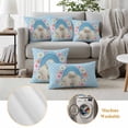 thumbnail image 6 of Blue Pink Easter Outdoor Waterproof Pillow Covers, Easter Bunny Watercolor Dots Floral Artwork Decorative Square Throw Pillowcase Sofa Cushion Sham for Patio/Couch/Chair, 24"x24" 2 Pack, 6 of 8
