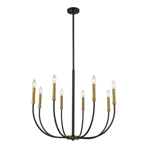 8 Light Chandelier in Electric Style 32.5 inches Wide By 109.25 inches High-Matte Black/Olde Brass Finish Bailey Street Home 372-Bel-4185904