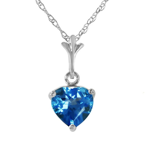 Galaxy Gold 14k 16" Solid White Gold Heart-shaped 1.15 Carat Natural Blue Topaz Pendant Necklace
