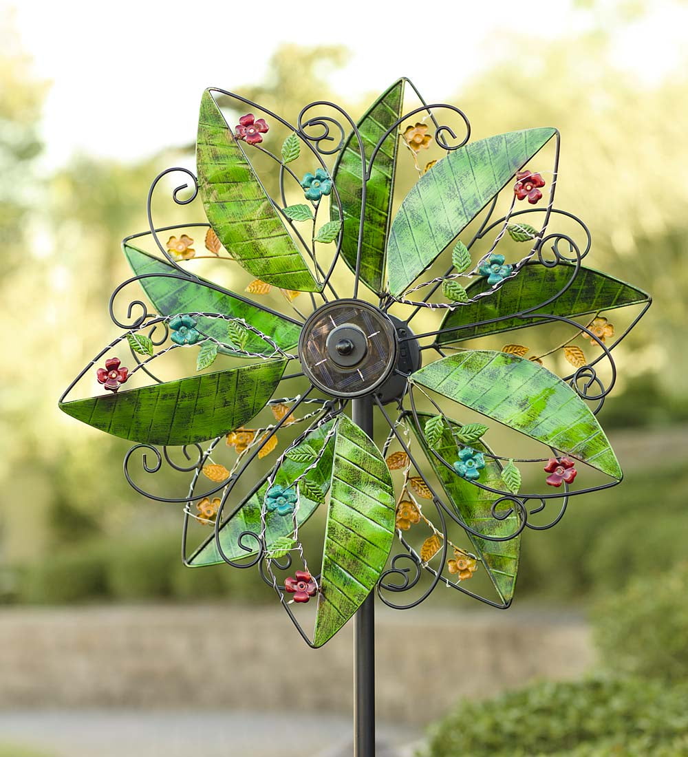 Solar Leaves Wind Spinner for Gardens, 22" dia.