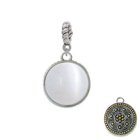 Two Tone Round - Imitation Cat's Eye - White - Rope Charm Bead