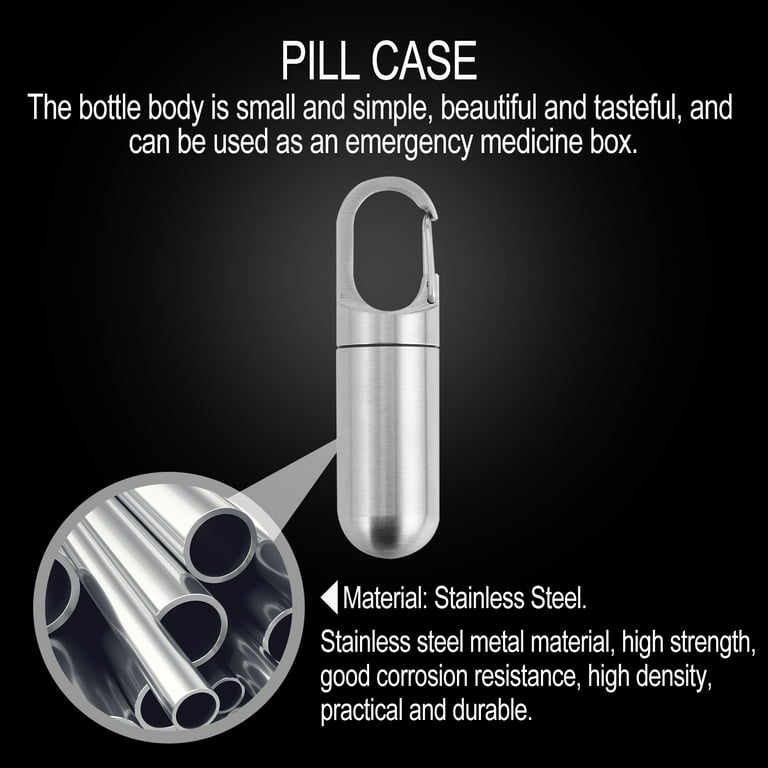 Cielo Pill Holders - Petite Slim Single Chamber Keychain Pill Holder,  Stainless Steel Pill Keychain Container, Waterproof Pill Case, Compact with