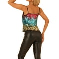 thumbnail image 3 of INSPIRE CHIC Women's Sequin Spaghetti Strap Crop Camisole Tank Tops S Blue Pink Purple Gold, 3 of 6