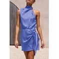 thumbnail image 3 of Vestido PRETTYGARDEN sin mangas de satén azul con cuello simulado XXL, 3 of 8