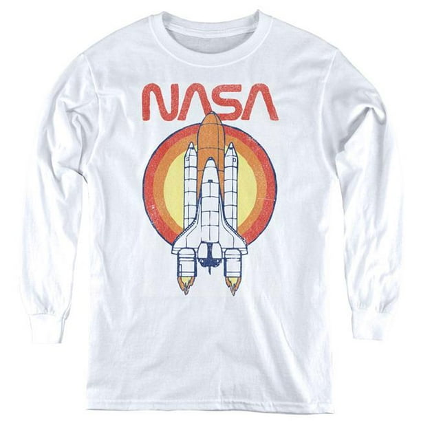 Trevco NASA149-YL-4 T-Shirt à Manches Longues NASA & Shuttle Circle-Youth&44; Blanc - Extra Large