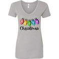 thumbnail image 3 of Inktastic Merry Christmas Rainbow Holiday Lights Women's V-Neck T-Shirt, 3 of 5