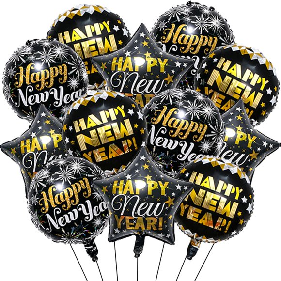 Decoraciones de globos de Año Nuevo Kaefsros, 12 unidades, Happy 2026