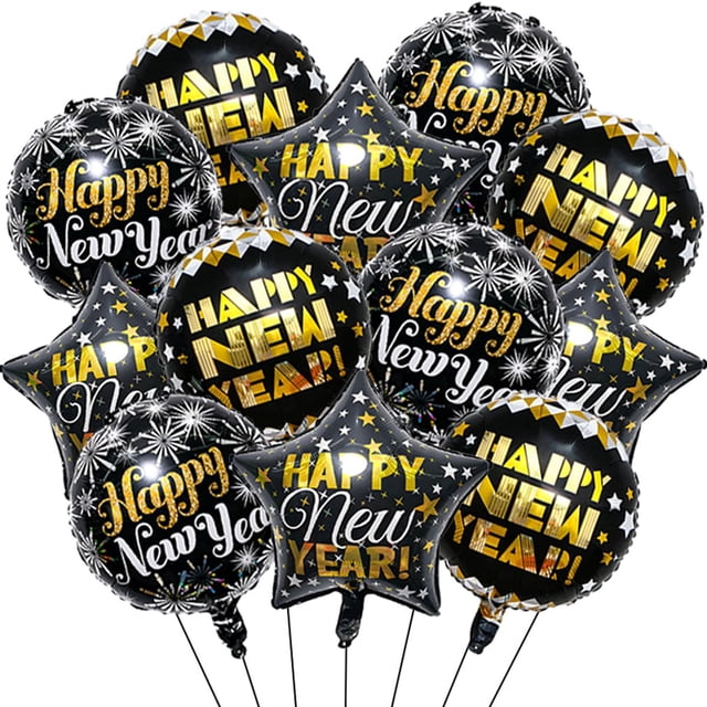 Decoraciones de globos de Año Nuevo Kaefsros, 12 unidades, Happy 2026