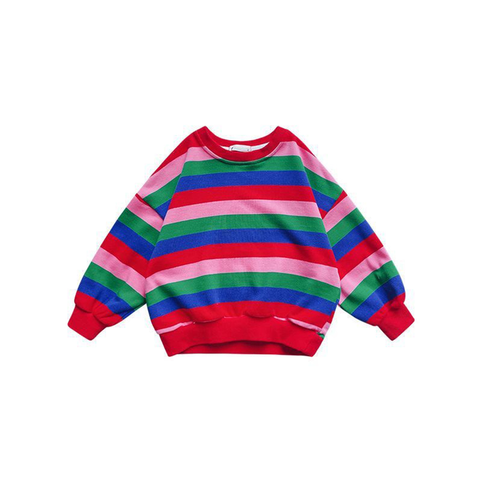 GiLiling Baby Boys Girls Rainbow Striped Pullover Sweatshirt, Cotton Crewneck Long Sleeve Tops, Loose Casual Shirts for Fall Indoor Playtime